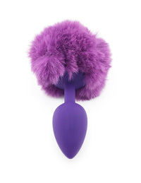 Faux Purple Bunny Tail with Silicone Plug - THE FETISH ACADEMY 