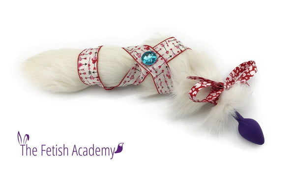 Jeweled White Fox Tail Bling Plug - Fetish Academy Exclusive - THE FETISH ACADEMY 