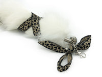 Leopard Ribbon White Fox Clip on Tail - Fetish Academy Exclusive - THE FETISH ACADEMY 