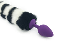 Black and White Striped Rabbit Tail Butt Plug and Ears Set - THE FETISH ACADEMY 