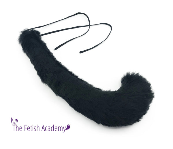 Black Tie on Cat Tail with Extra Curvy Tail - THE FETISH ACADEMY 