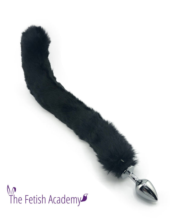 Extra Curvy Faux Black Cat Tail Butt Plug - THE FETISH ACADEMY 