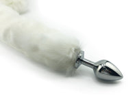 Extra Curvy Faux White Cat Tail Butt Plug - THE FETISH ACADEMY 