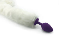 Extra Curvy Faux White Cat Tail Butt Plug - THE FETISH ACADEMY 