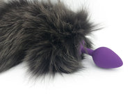 21" Dark Brown Dyed White Fox Tail Butt Plug - THE FETISH ACADEMY 
