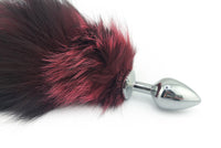 15" Coral Dyed Silver Fox Tail Butt Plug - THE FETISH ACADEMY 