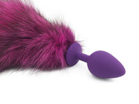 19" Hot Pink Dyed Indigo Fox Tail Butt Plug-EXTRA FLUFFY - THE FETISH ACADEMY 