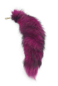 19" Hot Pink Dyed Indigo Fox Fur Clip on Tail - THE FETISH ACADEMY 