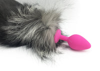 48" Extra Long Sewn Genuine Silver Fox Tail Butt Plug - Fetish Academy Exclusive - THE FETISH ACADEMY 