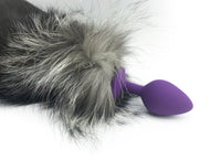 36" Extra Long Sewn Genuine Silver Fox Tail Butt Plug - Fetish Academy Exclusive - THE FETISH ACADEMY 