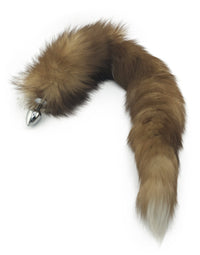 36" Extra Long Sewn Genuine Red Fox Tail Butt Plug - Fetish Academy Exclusive - THE FETISH ACADEMY 