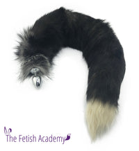 36" Extra Long Sewn Genuine Silver Fox Tail Butt Plug - Fetish Academy Exclusive - THE FETISH ACADEMY 