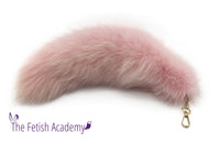 15" Light Pink Dyed White Fox Fur Clip on Tail - THE FETISH ACADEMY 