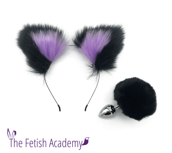 Black FAUX Bunny Tail and Ears Set - THE FETISH ACADEMY 