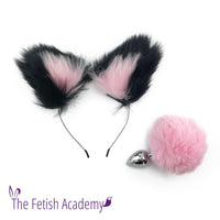 Pink FAUX Bunny Tail and Ears Set - THE FETISH ACADEMY 