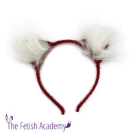Heart Ribbon White Fox Tail and Ears Set - THE FETISH ACADEMY 
