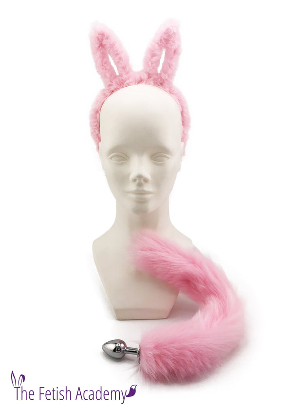 Pink Faux Fox Tail and Bunny Ears Set - THE FETISH ACADEMY 