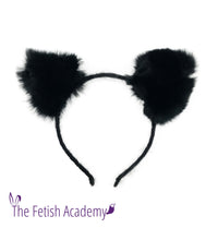 Pink Faux Fox Tail and Black Cat Ears Set - THE FETISH ACADEMY 