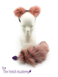 Flamingo Dyed Platinum Fox Tail Butt Plug and Ears Set - TFA