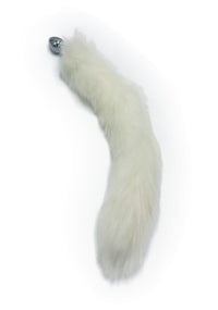 15" White FAUX Fox Tail Butt Plug - THE FETISH ACADEMY 
