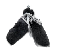 Double-Trouble Charcoal Dyed 20" White Fox Tail Butt Plug - TFA