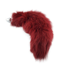 15"-18" Dyed Platinum Fox Tail Butt Plug - Ruby Red - TFA