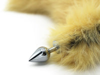 21"-22" Canary Yellow Dyed Platinum Fox Tail Butt Plug - TFA