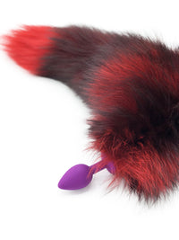 15" Red Dyed Silver Fox Tail Butt Plug - TFA
