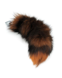 15" Orange Dyed Silver Fox Tail Butt Plug - TFA