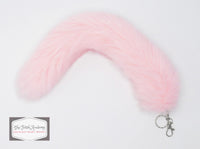 15" FAUX Fox Fur Clip on Tail with Key Chain - Pink - TFA
