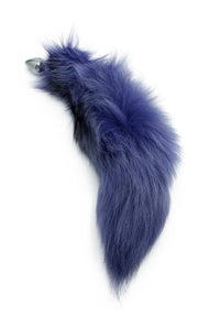 17"-18" Orchid Dyed Platinum Fox Tail Butt Plug - TFA