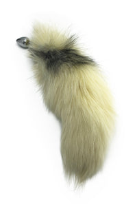 18"-20" Pale Yellow Dyed Platinum Fox Tail Butt Plug - THE FETISH ACADEMY 