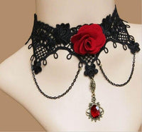 Victorian lace choker w/rose - TFA