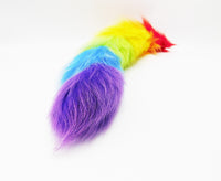 15" FAUX Fox Fur Clip on Tail with Key Chain - Rainbow Pride - TFA