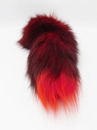 18" Dyed Silver Fox Clip on Tail - Red and Black Gradient - TFA