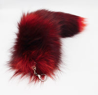 18" Dyed Silver Fox Clip on Tail - Red and Black Gradient - TFA