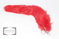 15" FAUX Fox Fur Clip on Tail with Key Chain - Red - TFA