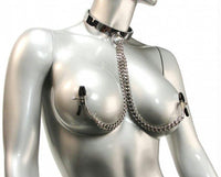 Chrome Slave Collar with Nipple Clamps - TFA
