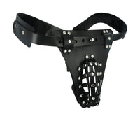 The Safety Net Leather Male Chastity Belt with Anal Plug Harness - TFA