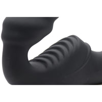 Slim Rider Ribbed Vibrating Silicone Strapless Strap On - THE FETISH ACADEMY 
