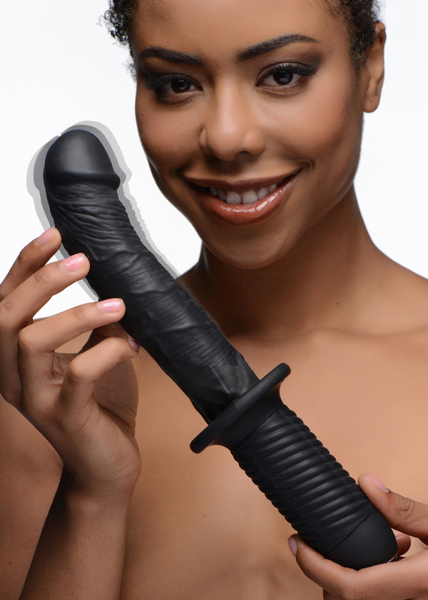 The Large Realistic 10X Silicone Vibrator with Handle - THE FETISH ACADEMY 