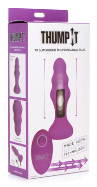 7X Slim Ribbed Thumping Silicone Anal Plug - THE FETISH ACADEMY 