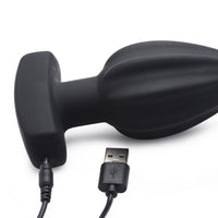 The Assterisk 10X Ribbed Silicone Remote Control Vibrating Butt Plug - THE FETISH ACADEMY 