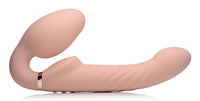 Ergo-Fit Twist Inflatable Vibrating Silicone Strapless Strap-on - Beige - THE FETISH ACADEMY 