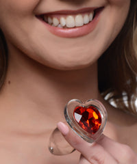 Red Heart Gem Glass Anal Plug - THE FETISH ACADEMY 