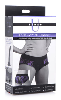 Lace Envy Pegging Set with Lace Crotchless Panty Harness and Dildo - THE FETISH ACADEMY 