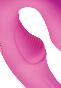 15X U-Pulse Silicone Pulsating and Vibrating Strapless Strap-on with Remote - Pink - THE FETISH ACADEMY 