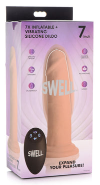 7X Inflatable and Vibrating Remote Control Silicone Dildo - 7 Inch - TFA