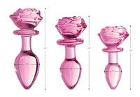 Pink Rose Glass Anal Plug - TFA