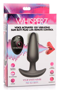 Voice Activated 10X Silicone Vibrating Slim Butt Plug with Remote Control - TFA
